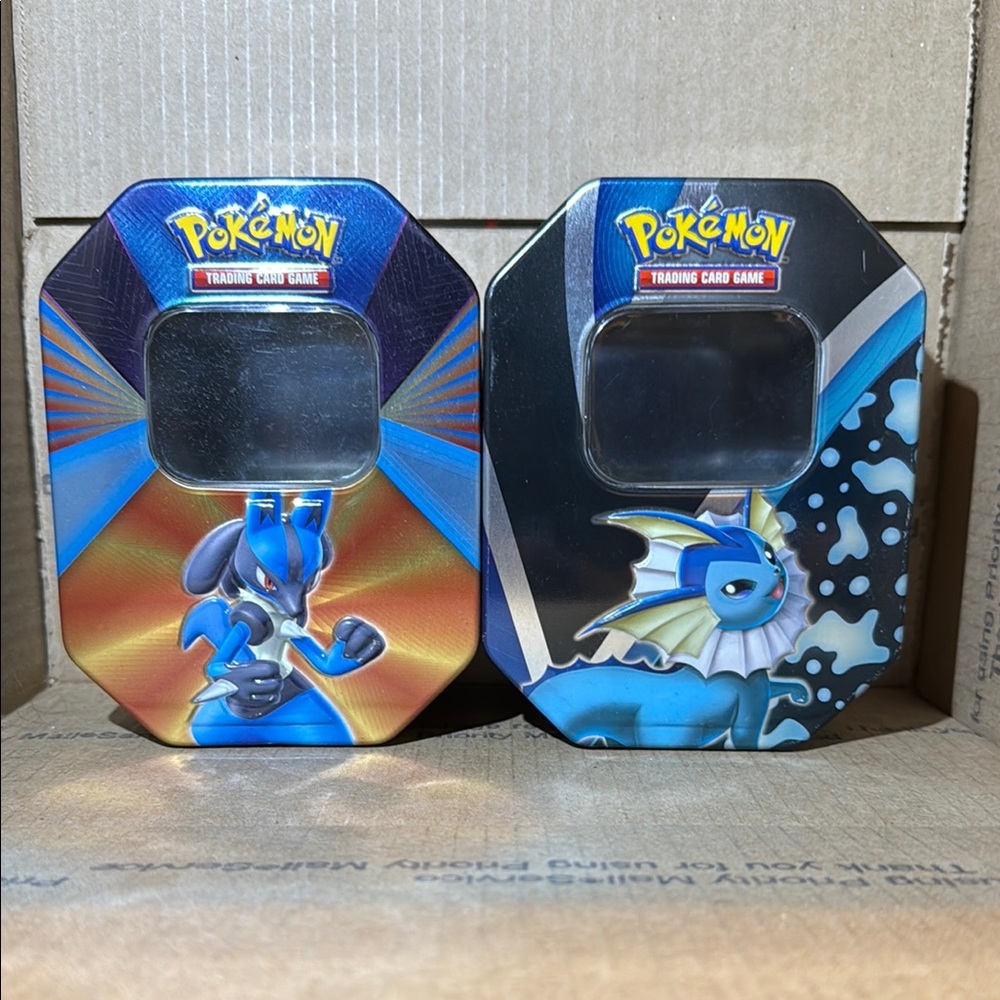 Pokemon Trading Card Game Lucario and Vaporeon Thick Tins